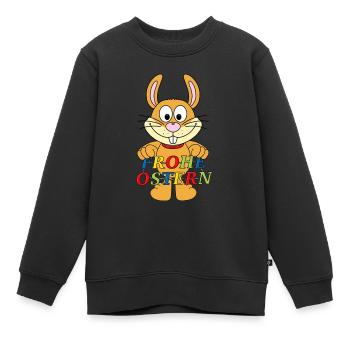 OSTERHASE - FROHE OSTERN - HASE - KANINCHEN - TIER - Kinder Premium Organic Sweatshirt - Schwarz - Vorne - AI Model Kid Female (0cm)