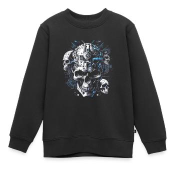 Crâne rétro futuriste Crâne Cyborg - Sweat Premium enfant bio - noir - Devant - AI Model Kid Female (0cm)
