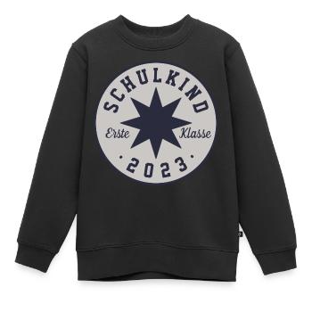 SCHULKIND 2023 - ERSTE KLASSE - EINSCHULUNG - Kinder Premium Organic Sweatshirt - Schwarz - Vorne - AI Model Kid Female (0cm)