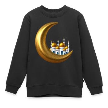 Croissant d’or Islam - Sweat Premium enfant bio - noir - Devant - AI Model Kid Female (0cm)