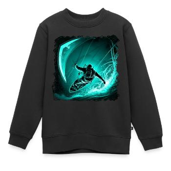 Kitesurfing requires endurance and skill - Kids Premium Organic Sweatshirt - black - Front - AI Model Kid Female (0cm)