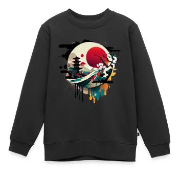 Japanische Street Art als Graffiti Artwork - Kinder Premium Organic Sweatshirt - Schwarz - Vorne - AI Model Kid Female (0cm)
