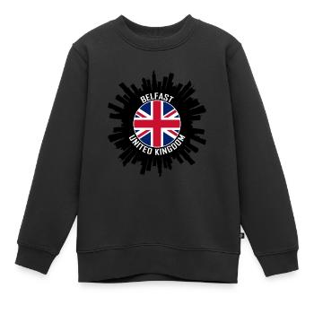 Belfast Skyline UK Flag Souvenir de voyage - Sweat Premium enfant bio - noir - Devant - AI Model Kid Female (0cm)
