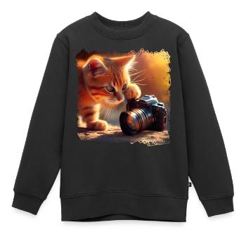 Libérez la créativité de votre chat - Sweat Premium enfant bio - noir - Devant - AI Model Kid Female (0cm)