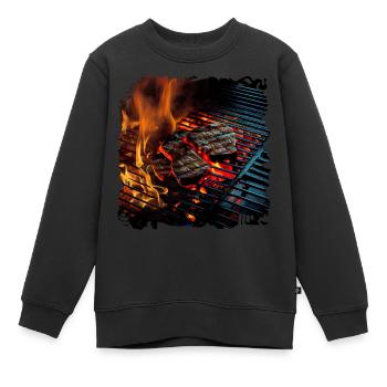 Meat is an important source of protein - Kids Premium Organic Sweatshirt - black - Front - AI Model Kid Female (0cm)