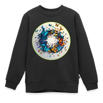 Un troupeau de papillons est spécial - Sweat Premium enfant bio - noir - Devant - AI Model Kid Female (0cm)