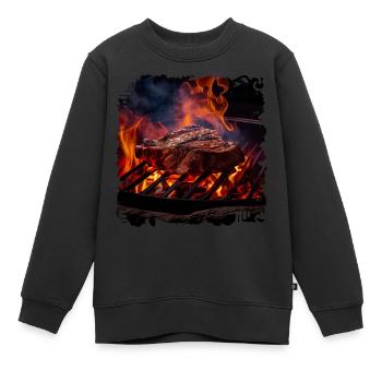Meat is an excellent source of protein - Kids Premium Organic Sweatshirt - black - Front - AI Model Kid Female (0cm)