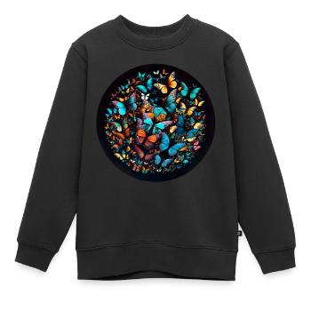 Un essaim de papillons est un phénomène naturel - Sweat Premium enfant bio - noir - Devant - AI Model Kid Female (0cm)