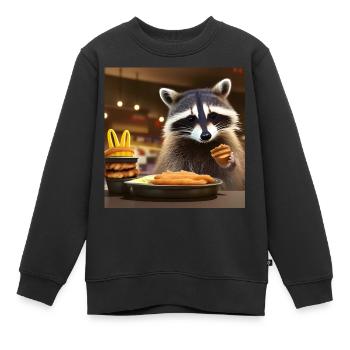 Waschbär im Fastfood Restaurant - Kinder Premium Organic Sweatshirt - Schwarz - Vorne - AI Model Kid Female (0cm)