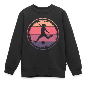 Fußballer Mädchen Fußball Spieler Fußballspieler - Kinder Premium Organic Sweatshirt - Schwarz - Vorne - AI Model Kid Female (0cm)