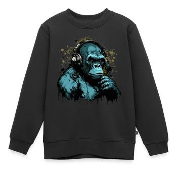 Gorilla Disc Jockey - Kinder Premium Organic Sweatshirt - Schwarz - Vorne - AI Model Kid Female (0cm)