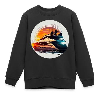 Avec le yacht pour la pêche et la baignade - Sweat Premium enfant bio - noir - Devant - AI Model Kid Female (0cm)