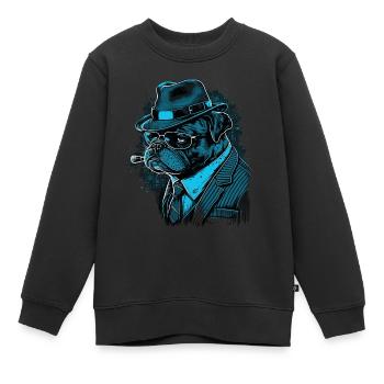 Kommissar Mops - Kinder Premium Organic Sweatshirt - Schwarz - Vorne - AI Model Kid Female (0cm)
