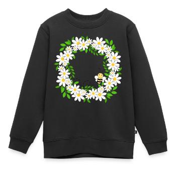 Blumenkranz - Kinder Premium Organic Sweatshirt - Schwarz - Vorne - AI Model Kid Female (0cm)