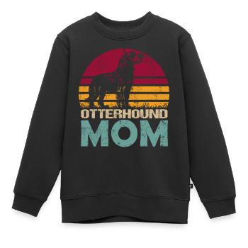 Otterhound Otter Chien Maman Maîtresse Vintage - Sweat Premium enfant bio - noir - Devant - AI Model Kid Female (0cm)
