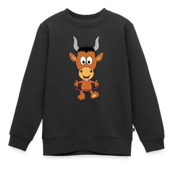 STIER - BULLE - TIER - TIERISCH - Kinder Premium Organic Sweatshirt - Schwarz - Vorne - AI Model Kid Female (0cm)