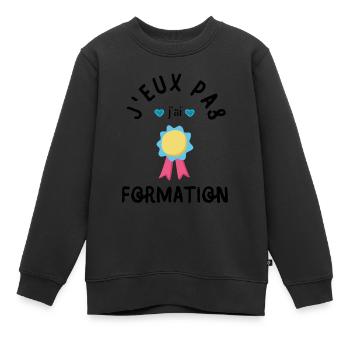 J Peux Pas j ai formation - Sweat Premium enfant bio - noir - Devant - AI Model Kid Female (0cm)