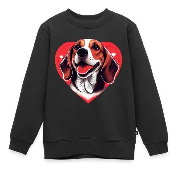 happy Beagle Dog mit Herz - Kinder Premium Organic Sweatshirt - Schwarz - Vorne - AI Model Kid Female (0cm)