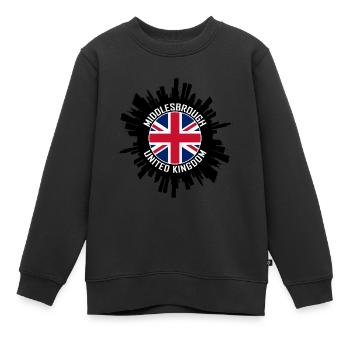 Middlesbrough Skyline Uk Flag Souvenir de voyage - Sweat Premium enfant bio - noir - Devant - AI Model Kid Female (0cm)
