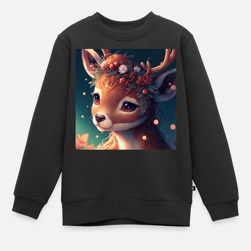 Chrismas Deer - Kinder Premium Organic Sweatshirt - Schwarz