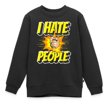 Haine, humour, aversion, ironie - Sweat Premium enfant bio - noir - Devant - AI Model Kid Female (0cm)