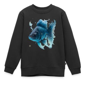 Realistischer Fisch aus Wasser - Kinder Premium Organic Sweatshirt - Schwarz - Vorne - AI Model Kid Female (0cm)