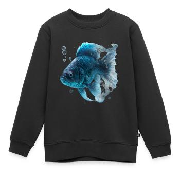 Realistischer Fisch aus Wasser - Kinder Premium Organic Sweatshirt - Schwarz - Vorne - AI Model Kid Female (0cm)