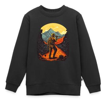 Retro Minenarbeiter mit Werkzeugen - Kinder Premium Organic Sweatshirt - Schwarz - Vorne - AI Model Kid Female (0cm)