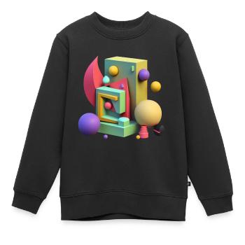 3D - Kinder Premium Organic Sweatshirt - Schwarz - Vorne - AI Model Kid Female (0cm)