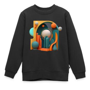 3D - Kinder Premium Organic Sweatshirt - Schwarz - Vorne - AI Model Kid Female (0cm)
