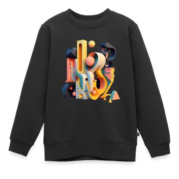 3D - Kinder Premium Organic Sweatshirt - Schwarz - Vorne - AI Model Kid Female (0cm)