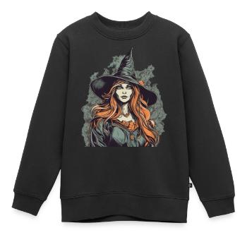 Düstere wunderschöne Hexe / Wicca mit roten Haaren - Kinder Premium Organic Sweatshirt - Schwarz - Vorne - AI Model Kid Female (0cm)