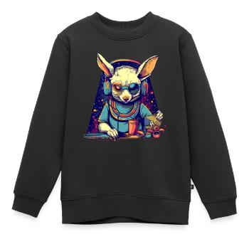 Cool bunny as DJ with broken sunglasses - Kids Premium Organic Sweatshirt - black - Front - AI Model Kid Female (0cm)