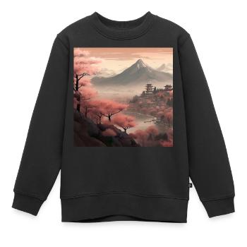 Japanische Kirschblüten Sakura Japanische Kunst - Kinder Premium Organic Sweatshirt - Schwarz - Vorne - AI Model Kid Female (0cm)