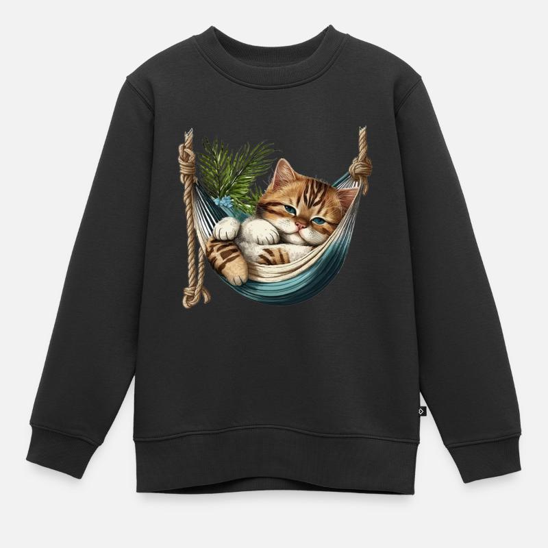 Chat dans un Hammock - Sweat Premium enfant bio - noir