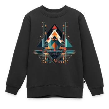 Cooles geometrisches ethno Motiv - Kinder Premium Organic Sweatshirt - Schwarz - Vorne - AI Model Kid Female (0cm)