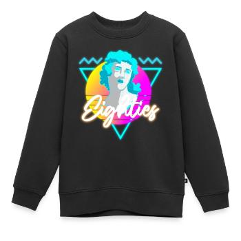80er Musik Nostalgie Leuchtreklame - Kinder Premium Organic Sweatshirt - Schwarz - Vorne - AI Model Kid Female (0cm)