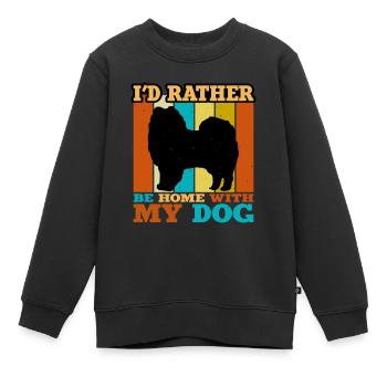 American Eskimo Dog Love Silhouette Vintage Sunset - Sweat Premium enfant bio - noir - Devant - AI Model Kid Female (0cm)