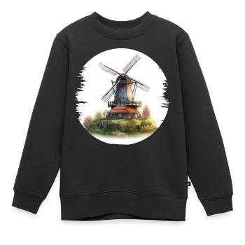 Les moulins à vent sont une attraction - Sweat Premium enfant bio - noir - Devant - AI Model Kid Female (0cm)