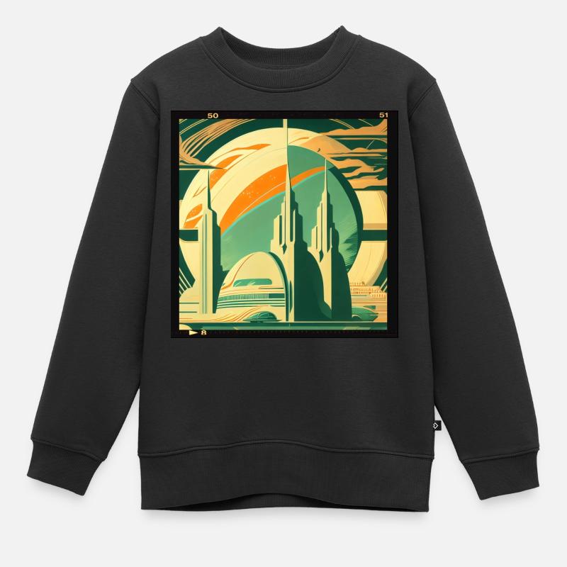 Rétrofuturisme spatial - Sweat Premium enfant bio - noir