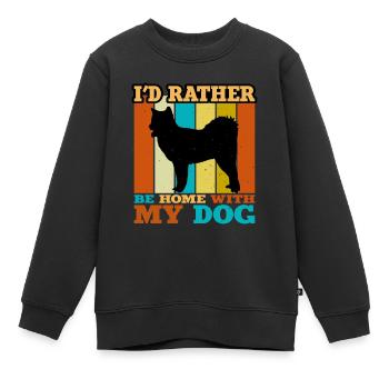 Canadian Eskimo Dog Love Silhouette Vintage Sunset - Sweat Premium enfant bio - noir - Devant - AI Model Kid Female (0cm)