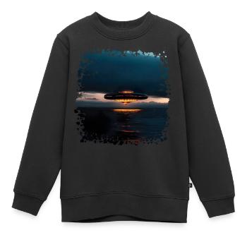 La recherche d’ovnis continue - Sweat Premium enfant bio - noir - Devant - AI Model Kid Female (0cm)