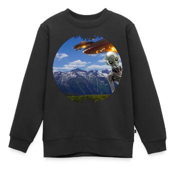 Ist das ein Beweis zu Ufos und Alien? - Kinder Premium Organic Sweatshirt - Schwarz - Vorne - AI Model Kid Female (0cm)