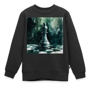 Turquoise Chess Bishop - Sweat Premium enfant bio - noir - Devant - AI Model Kid Female (0cm)
