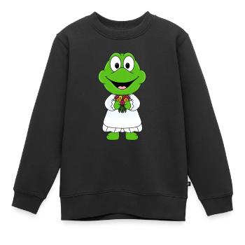 BRAUT - HOCHZEIT - HEIRATEN - FROSCH - KRÖTE - Kinder Premium Organic Sweatshirt - Schwarz - Vorne - AI Model Kid Female (0cm)