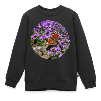 Pfauenaugen sind die bekanntesten Schmetterlingen - Kinder Premium Organic Sweatshirt - Schwarz - Vorne - AI Model Kid Female (0cm)