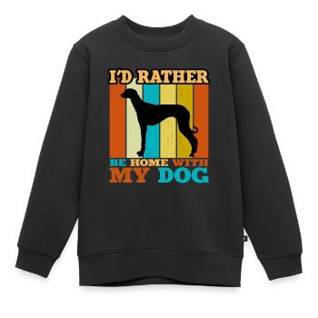 Alte kroatische Windhund Hund Silhouette Retro Sonne - Kinder Premium Organic Sweatshirt - Schwarz - Vorne - AI Model Kid Female (0cm)