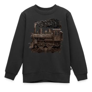 Locomotive à vapeur - Sweat Premium enfant bio - noir - Devant - AI Model Kid Female (0cm)