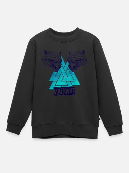 Valknut - symbole nordique Viking et tête animal - Sweat Premium enfant bio - noir