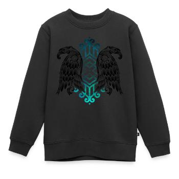 Hugin et Munin corbeau Nordique Viking - Sweat Premium enfant bio - noir - Devant - AI Model Kid Female (0cm)